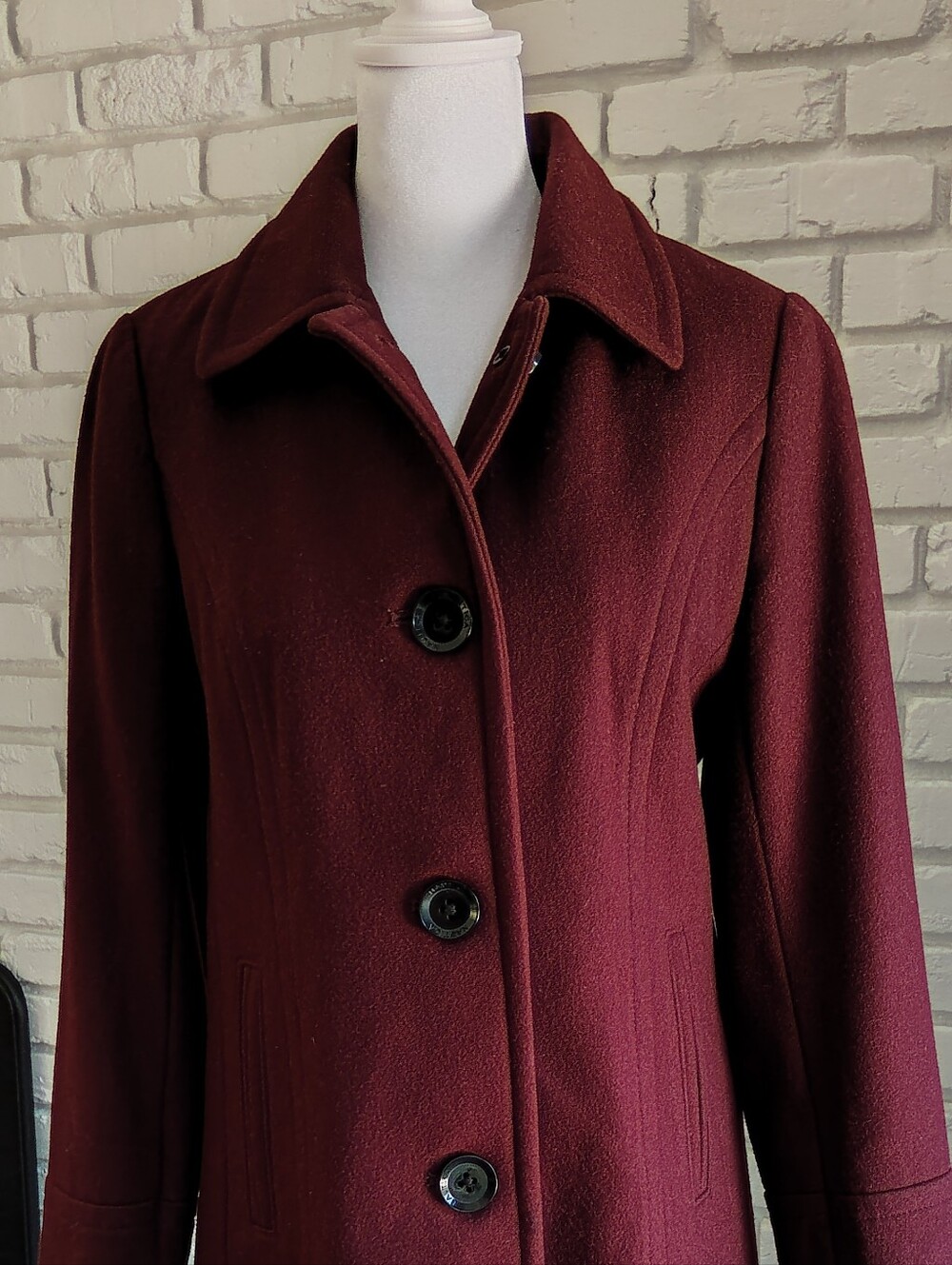 Nautica Women's Deep Burgundy Single-Breasted Pea Coat, sz XS